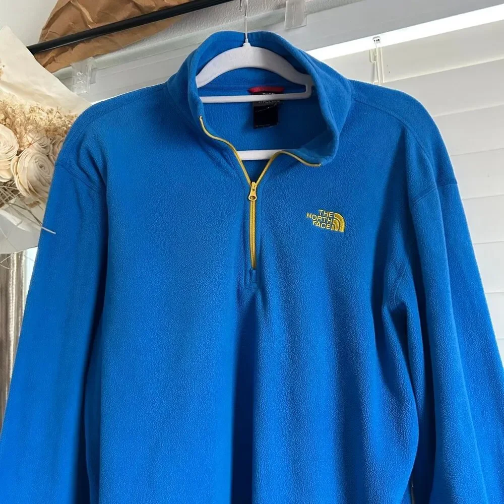 The North Face unisex Blue Polartec Fleece Zip Pullover SM gorpcore hiking y2k